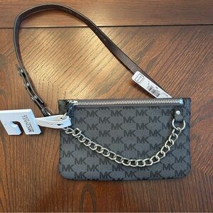 Michael Kors Womens Monogram Belt Bag /Fanny Bag With Chain Strap Zip Closure 🆕